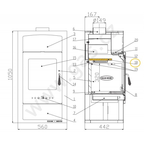 HAAS-SOHN Clona volná ADRIA II 25x260x445 mm LACFIRE  0050501490005