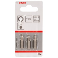 BOSCH Extra-Hart Šroubovací bit zvlášť tvrdý, T25, 25 mm, 3ks 2607001615