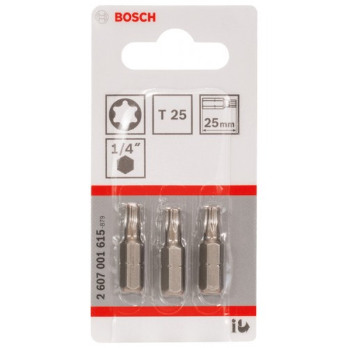 BOSCH Extra-Hart Šroubovací bit zvlášť tvrdý, T25, 25 mm, 3ks 2607001615 BOSCH Extra-Hart Šroubovací bit zvlášť tvrdý, T25, 25 mm, 3ks 2607001615