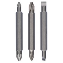 BOSCH 3dílná sada oboustranných čepelí PH1, PZ1, S 0,6x4,5; PH2, PZ2, S 1,0x5,5; 60 mm 2607001745