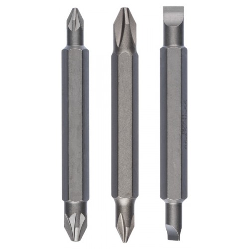 BOSCH 3dílná sada oboustranných čepelí PH1, PZ1, S 0,6x4,5; PH2, PZ2, S 1,0x5,5; 60 mm 2607001745