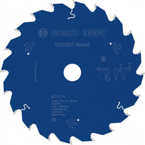 BOSCH Pilový kotouč EXPERT Wood, 165 × 1,8/1,3 × 20 mm, T20 2608902216