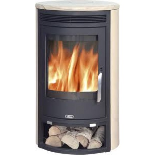 ABX Arktis 4655-8-III, krbová kamna, černý plech + pískovec, včetně horní desky