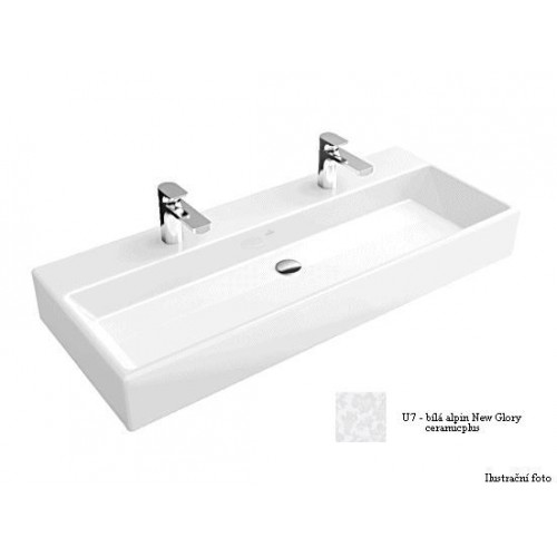 Villeroy & Boch Memento Umyvadlo 1000x470 mm, pro dvě 1otvorové armatury, bílá alpin New Glory ceramicplus