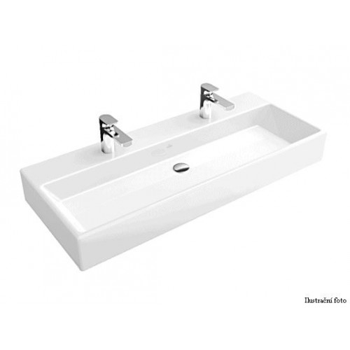 Villeroy & Boch Memento Umyvadlo k montáži s nábytkem 1000x470 mm, pro dvě 1otvorové armatury, bílá alpin