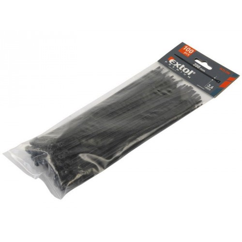 EXTOL PREMIUM stahovací pásky, 380x4,8mm, černé 8856164