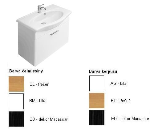 Villeroy & Boch Central Line Spodní skříňka 750x650x400 mm korpus bílý,čelní stěna třešeň