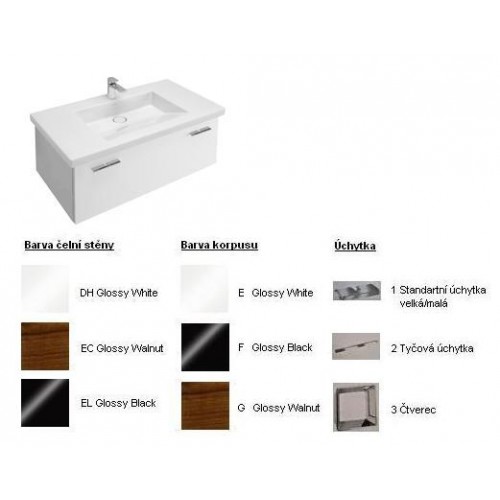 Villeroy & Boch Central Line Fashion Spodní skříňka 950x381x525 mm White, úchytka čtverec, čelní stěna White