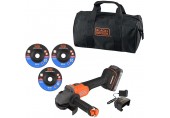 Black & Decker BCG6L8D1S Aku bezuhlíková úhlová bruska (18V/1x2,0Ah), 3x kotouč a taška