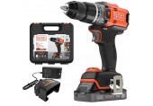 Black & Decker BLD683D1XK Aku bezuhlíková příklepová vrtačka (50Nm/18V/1x2,0Ah), kufr