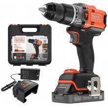 Black & Decker BLD683D1XK Aku bezuhlíková příklepová vrtačka (50Nm/18V/1x2,0Ah), kufr