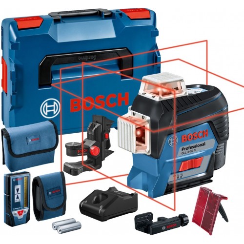 BOSCH GLL 3-80 C Liniový laser + LR 7 Přijímač laserového paprsku + BM 1 Univerzální držák 0601063R05