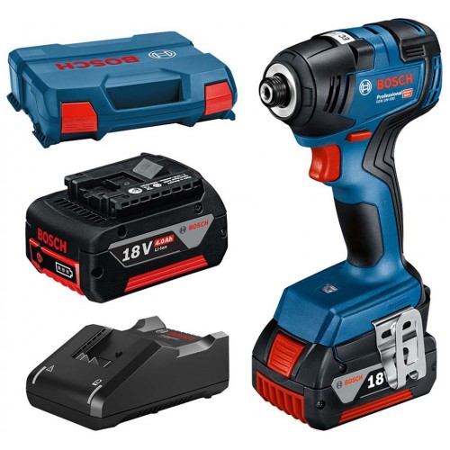 BOSCH GDR 18V-200 Akumulátorový rázový utahovák, 2x GBA 18V 4,0 Ah, GAL 18V-40, L-Case 06019J2107