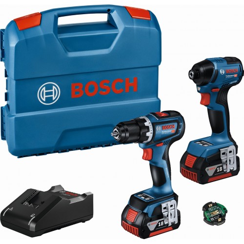 BOSCH PROFESSIONAL Kombinovaná sada GSR 18V-90 C + GDR 18V-220 C (2× 4.0Ah; GAL 18V-40; LC), LBOXX 06019L6023