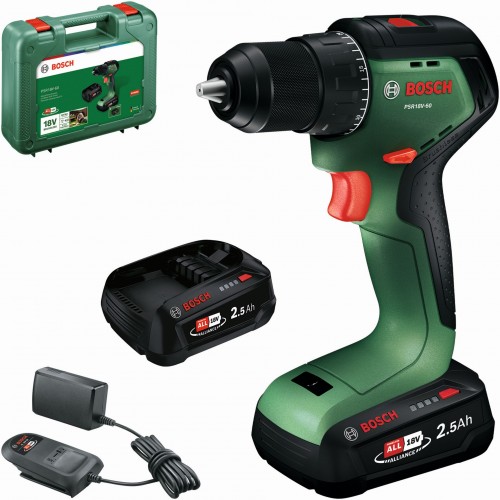 BOSCH PSR18V-60 Akumulátorový vrtací šroubovák, 2x2,5Ah, Kufr 06039D7202