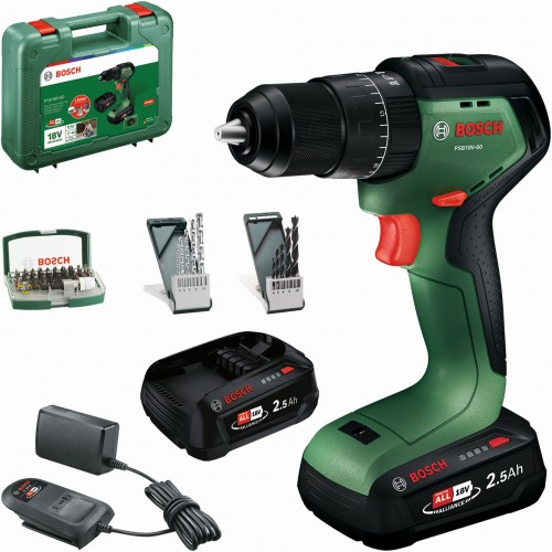 BOSCH PSB18V-60 Aku příklepový vrtací šroubovák, 2x2,5Ah, Kufr 06039D7304