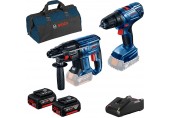 BOSCH Kombinovaná sada: GBH 180-LI + GSR 180-LI + 2× akumulátor GBA 18V 4.0Ah + brašna 0615990M31