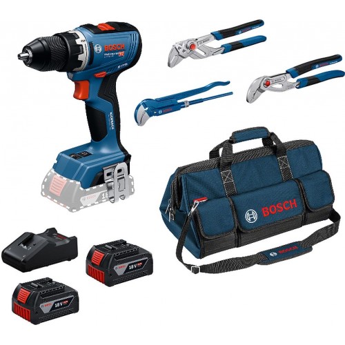 BOSCH GSR 18V-65 PROFESSIONAL Aku vrtací šroubovák 3 instalatérské kleště 0615A5007J