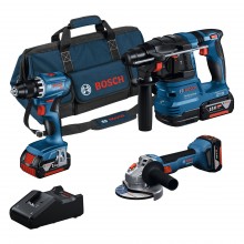 BOSCH GSR+GWS+GBH+3× 4,0Ah+GAL 18V-40 PROFESSIONAL nářadí 18V sada 3 ks 0615A5007L