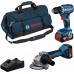 BOSCH PROFESSIONAL 2dílná sada 18V nářadí GSR + GWS + (2× 4,0 Ah + GAL, brašna) 0615A5007N