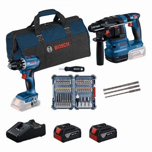 BOSCH Set18V GSR18V-45 GBH 18V 22 bity45x SDS-plus-53ks 2×4.0Ah GAL18V-40 karton 0615V0003D BOSCH Set18V GSR18V-45 GBH 18V 22 bity45x SDS-plus-53ks 2×4.0Ah GAL18V-40 karton 0615V0003D