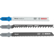 BOSCH Sada pilových plátků pro přímočaré pily Wood and Metal, 3 ks 2607012076