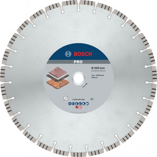 BOSCH Diamantový dělicí kotouč Best for Stone 400 x 20,00+25,40 x 3,2 x 12 mm 2608602649