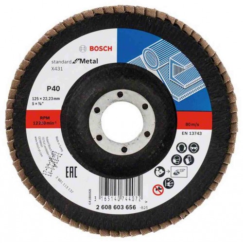 BOSCH Lamelový brusný kotouč X431, Standard for Metal, 125 mm, 22,23 mm, 40 2608603656