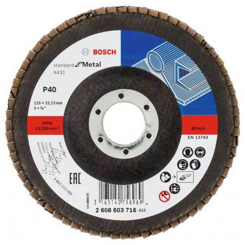 BOSCH Lamelový brusný kotouč X431, Standard for Metal, 125 mm, 22,23 mm, 40 2608603716