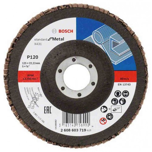 BOSCH Lamelový brusný kotouč X431, Standard for Metal, 125 mm, 22,23 mm, 120 2608603719