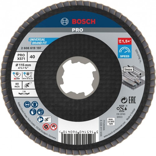 BOSCH Lamelový brusný kotouč PRO X571, lomené provedení, 115 mm, G40, X-Lock 2608619197