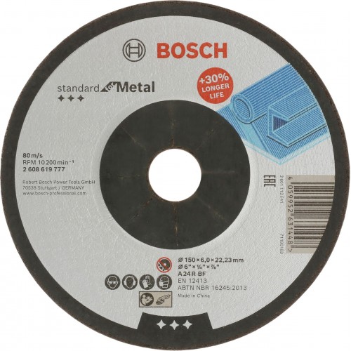 BOSCH Hrubovací kotouč PRO Metal, 150 × 6 × 22,23 mm 2608619777 BOSCH Hrubovací kotouč PRO Metal, 150 × 6 × 22,23 mm 2608619777