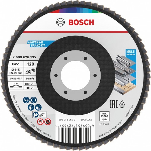 BOSCH Lamelový brusný kotouč X451, 115 × 22,23 mm, G120, T27 2608626135