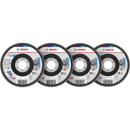 BOSCH Sada lamelových brusných kotoučů X451, 115×22,23 mm, G40; 60; 80; 120, T29 608626159