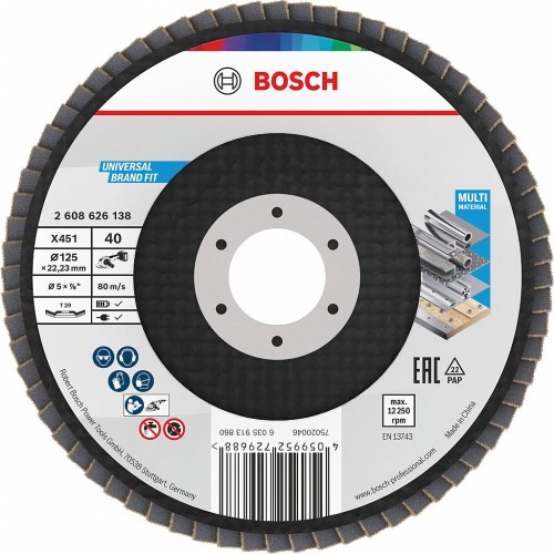 BOSCH Lamelový brusný kotouč X451, 125 × 22,23 mm, G40, T29, 15 ks 2608626175