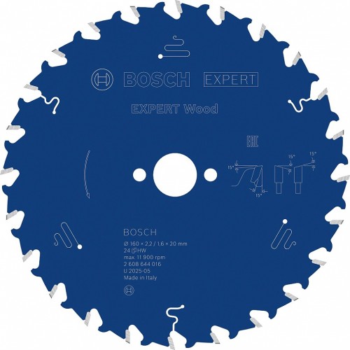 BOSCH Pilový kotouč EXPERT Wood, 160 × 2,2/1,6 × 20 mm, T24 2608644016 BOSCH Pilový kotouč EXPERT Wood, 160 × 2,2/1,6 × 20 mm, T24 2608644016