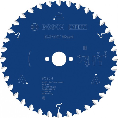 BOSCH Pilový kotouč EXPERT Wood, 160 × 2,6/1,6 × 20 mm, T36 2608644020