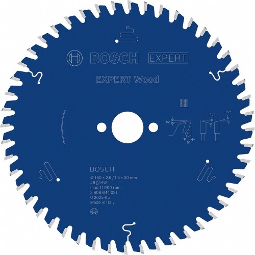 BOSCHPilový kotouč EXPERT Wood, 160 × 2,6/1,6 × 20 mm, T48 2608644021 BOSCHPilový kotouč EXPERT Wood, 160 × 2,6/1,6 × 20 mm, T48 2608644021