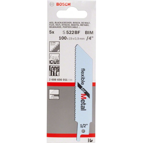 BOSCH Pilový plátek do pily ocasky S 522 BF Flexible for Metal 5ks 2608656011 BOSCH Pilový plátek do pily ocasky S 522 BF Flexible for Metal 5ks 2608656011
