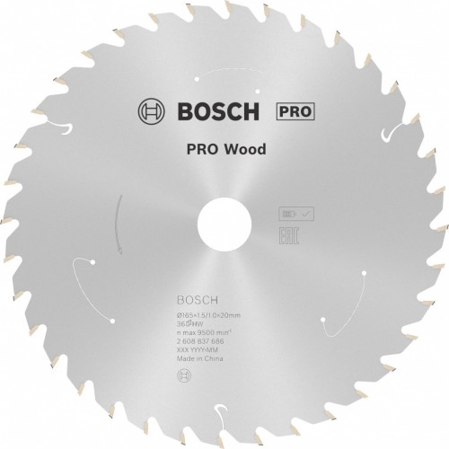 BOSCH Pilový kotouč PRO Wood cordless 165x20/16x1,5/1,0x36T 2608837686
