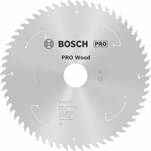 BOSCH Pilový kotouč PRO Wood cordless 190x30/20x1,6/1,1x60T 2608837711