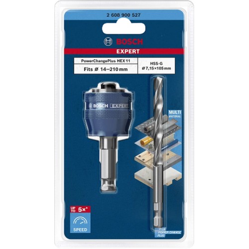 BOSCH Adaptér EXPERT Power Change Plus pro děrovku, 11 mm, vrták HSS-G, 7,15 × 105 mm, 2 ks 2608900527