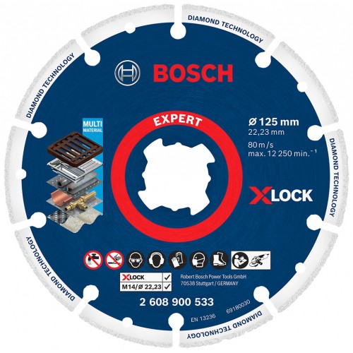 BOSCH Diamantový řezací kotouč EXPERT Diamond Metal Wheel X-LOCK 125 × 22,23 mm 2608900533