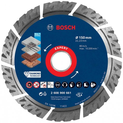 BOSCH Diamantový řezný kotouč EXPERT MultiMaterial 150 × 22,23 × 2,4 × 12 mm 2608900661