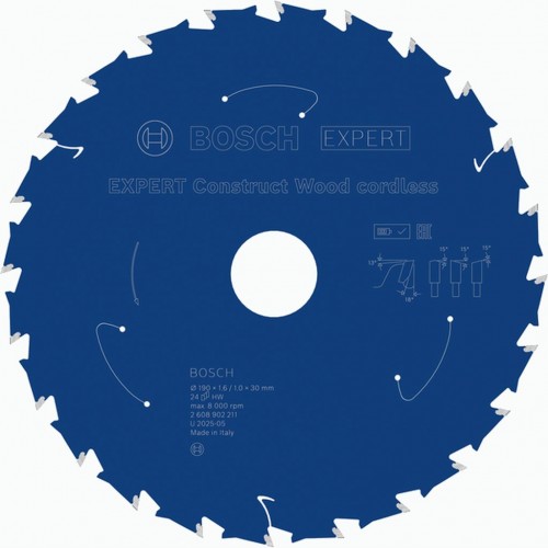 BOSCH EXPERT Construct Wood cordless Pilový kotouč, 190 × 1,6/1 × 30 mm, T242608902211 BOSCH EXPERT Construct Wood cordless Pilový kotouč, 190 × 1,6/1 × 30 mm, T242608902211