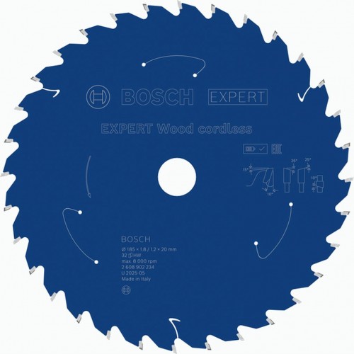 BOSCH EXPERT Wood cordless Pilový kotouč, 185 × 1,8/1,2 × 20 mm, T32 2608902234 BOSCH EXPERT Wood cordless Pilový kotouč, 185 × 1,8/1,2 × 20 mm, T32 2608902234