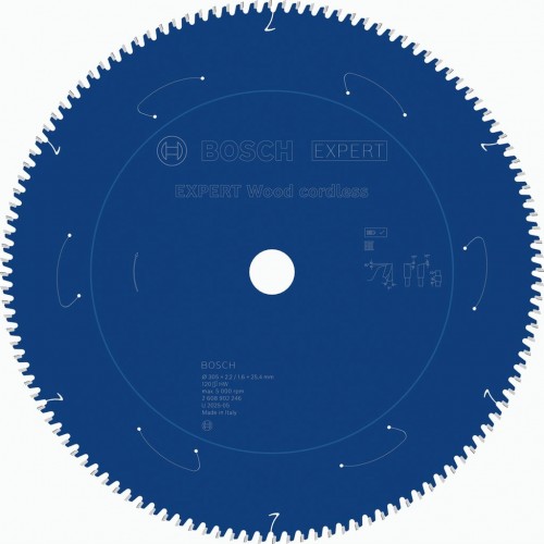 BOSCH EXPERT Wood cordless Pilový kotouč, 305 × 2,2/1,6 × 25,4 mm, T120 2608902246 BOSCH EXPERT Wood cordless Pilový kotouč, 305 × 2,2/1,6 × 25,4 mm, T120 2608902246