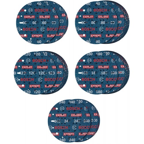 BOSCH 55dílná sada brusných kotoučů EXPERT O780, 150mm, G60/G80/G120/G180/G240 2608902470