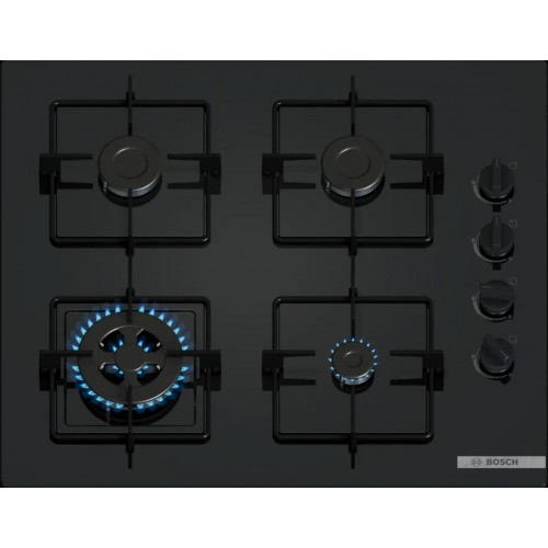 Bosch Serie 2 Plynová varná deska 60 cm tvrzené sklo, černá POH6B6K30