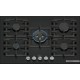 Bosch Serie 6 Plynová varná deska 75 cm Tvrzené sklo, černá PPQ7A6I40
